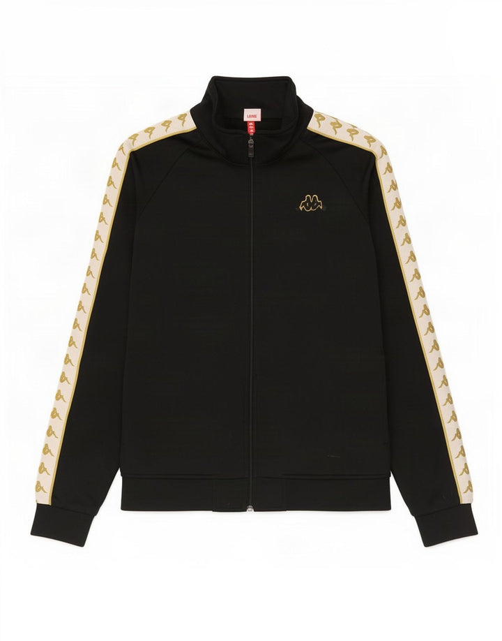 Kappa Herren-Trainingsanzugoberteil mit Grafik, groß, schwarzes Farbblock-Polyester