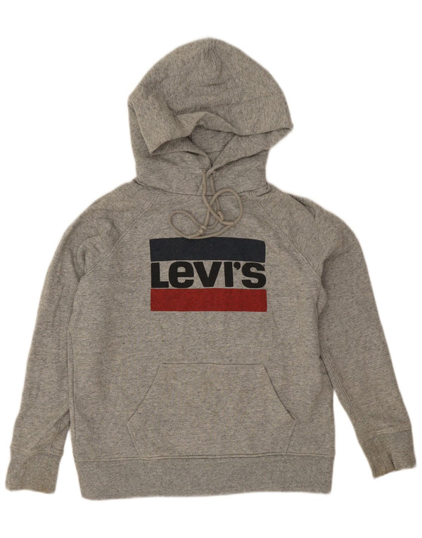 Levi's Womens Graphic Oversized Hoodie Jumper UK 10 Small Grey Flecked