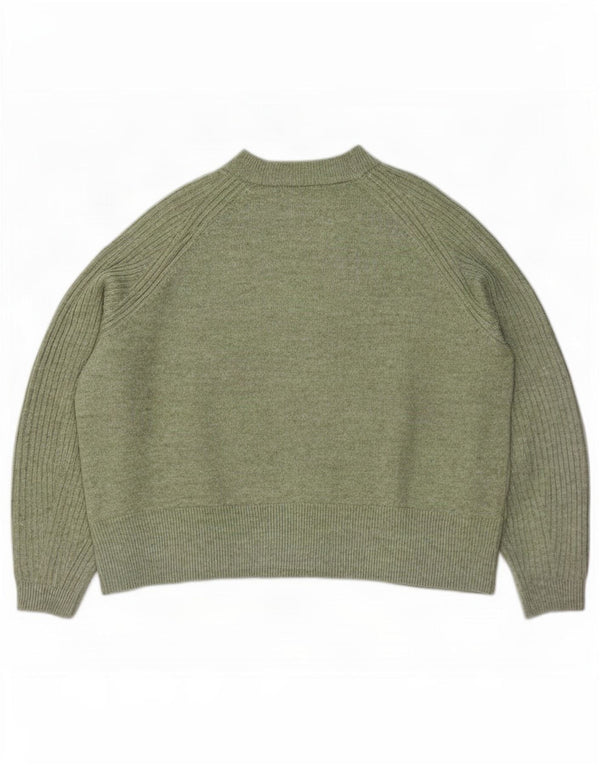 Zara Damen-Pullover, übergroß, Rundhalsausschnitt, Gr. 18, XL, grünes Acryl