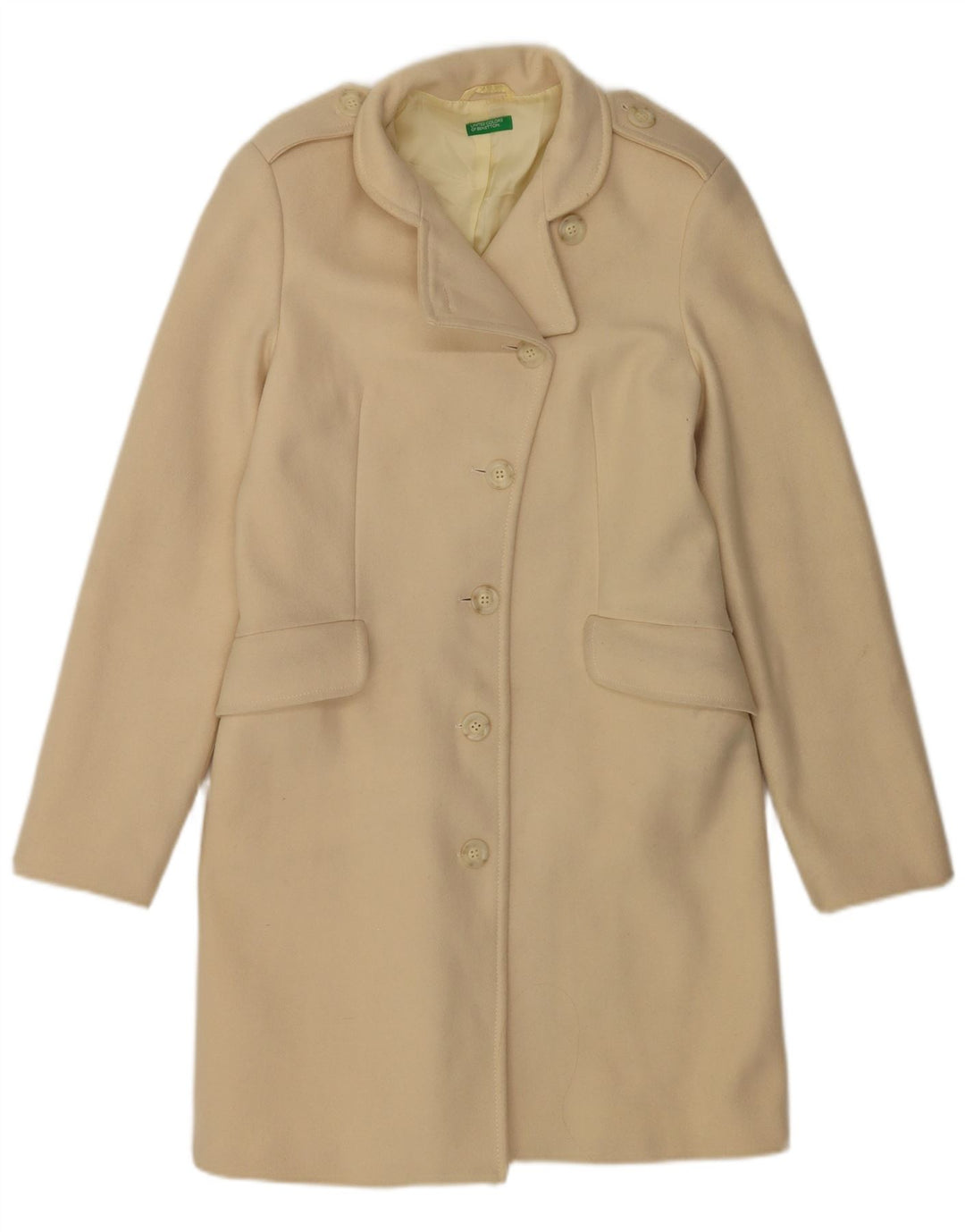 Benetton Damen Mantel IT 44 Medium Off White Wool
