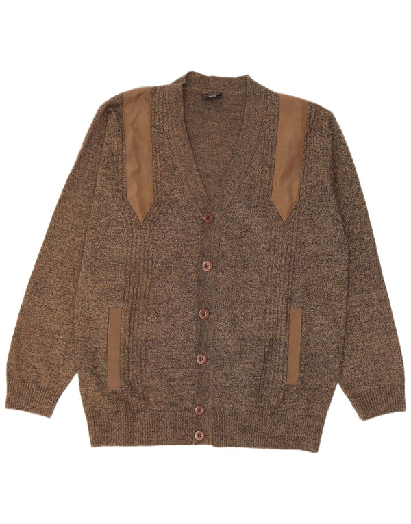 Vintage Herren Cardigan Pullover 3XL Khaki meliert Polyacryl