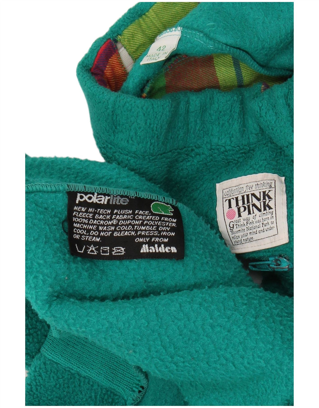 THINK PINK Damen Fleece-Trainingsanzug IT 42 Mittelgrüner Farbblock