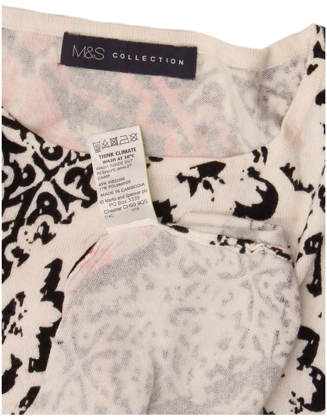 Marks & Spencer Damen-Top, 3/4-Ärmel, UK-Größe 44, groß, mehrfarbig, mit Blumenmuster