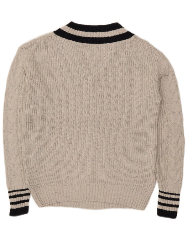 Marks & Spencer Damen-Pullover, übergroß, V-Ausschnitt, Gr. 6, XS, Grau meliert