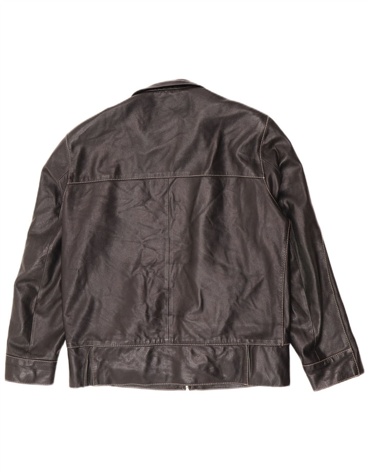 Vintage Herren-Reißverschluss-Lederjacke IT 50 Large Black Biker