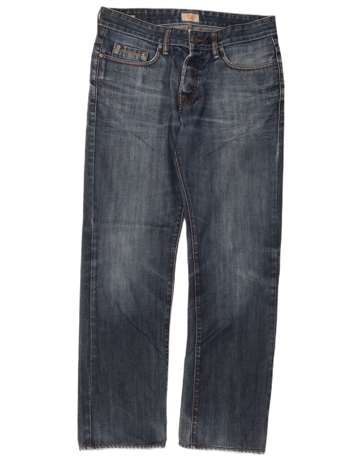 Hugo Boss Herren Straight Jeans W33 L32 Blaue Baumwolle