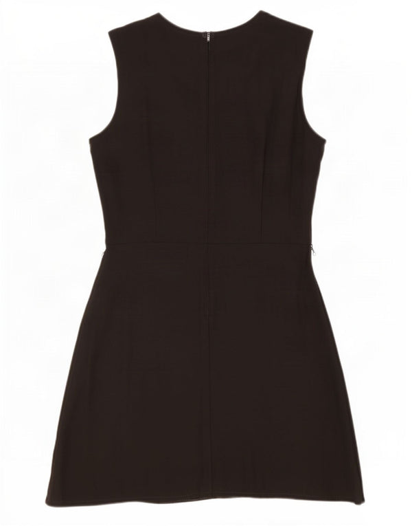 Benetton Damen Ärmelloses A-Linien-Kleid UK 14 Medium Schwarz