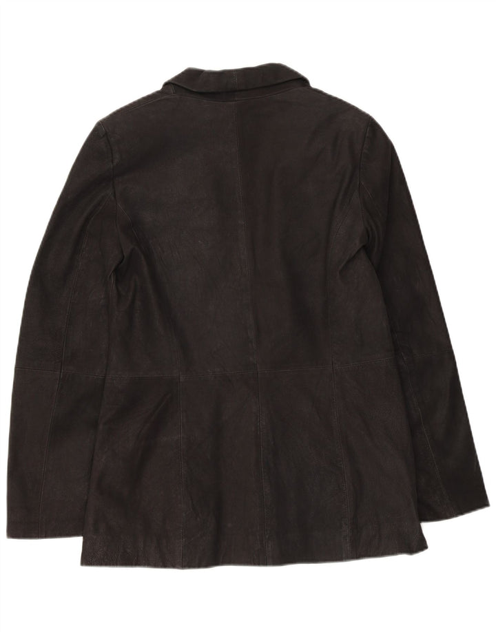 Zara Damen 1-Knopf-Wildleder-Blazer-Jacke UK 10 Small Schwarzes Leder