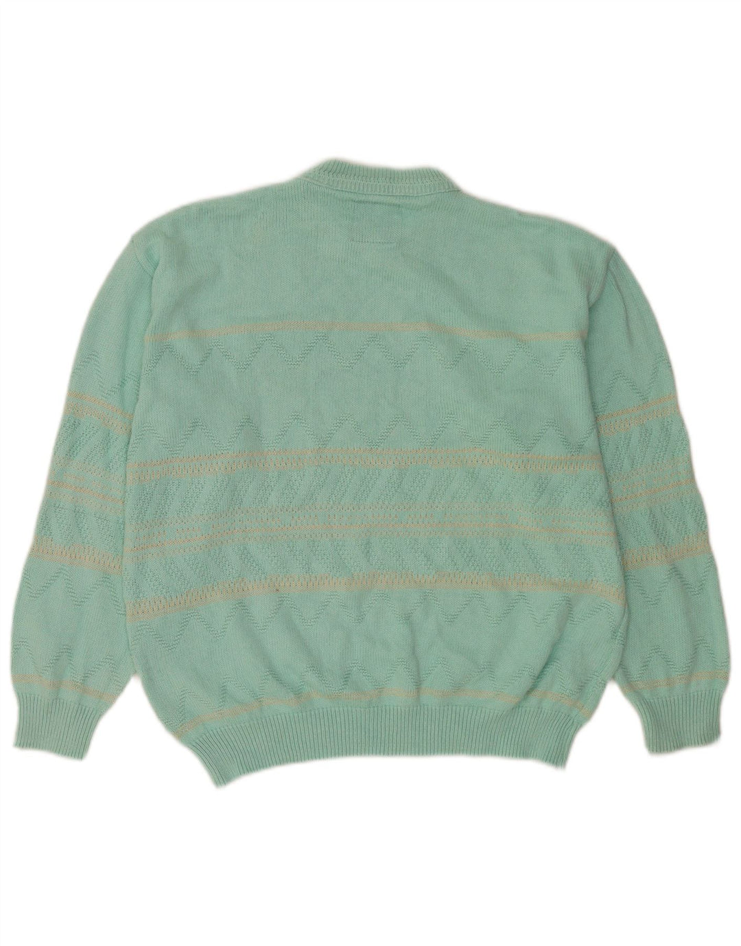 NORTH POLE Herren-Pullover mit Rundhalsausschnitt, groß, türkis, gestreift, Baumwolle