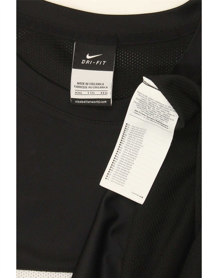 Nike Herren Dri Fit T-Shirt Top 2XL Schwarz Colourblock Polyester