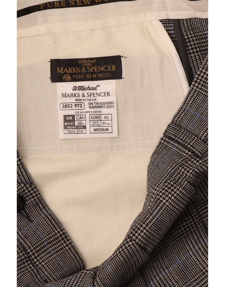 Marks & Spencer Herren St. Michael Pegged Anzughose W32 L31 Grau kariert