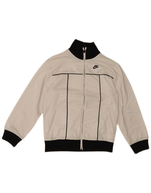 Nike Jungen-Trainingsanzug-Top-Jacke, 10–11 Jahre, mittelweiß, Farbblock-Sport