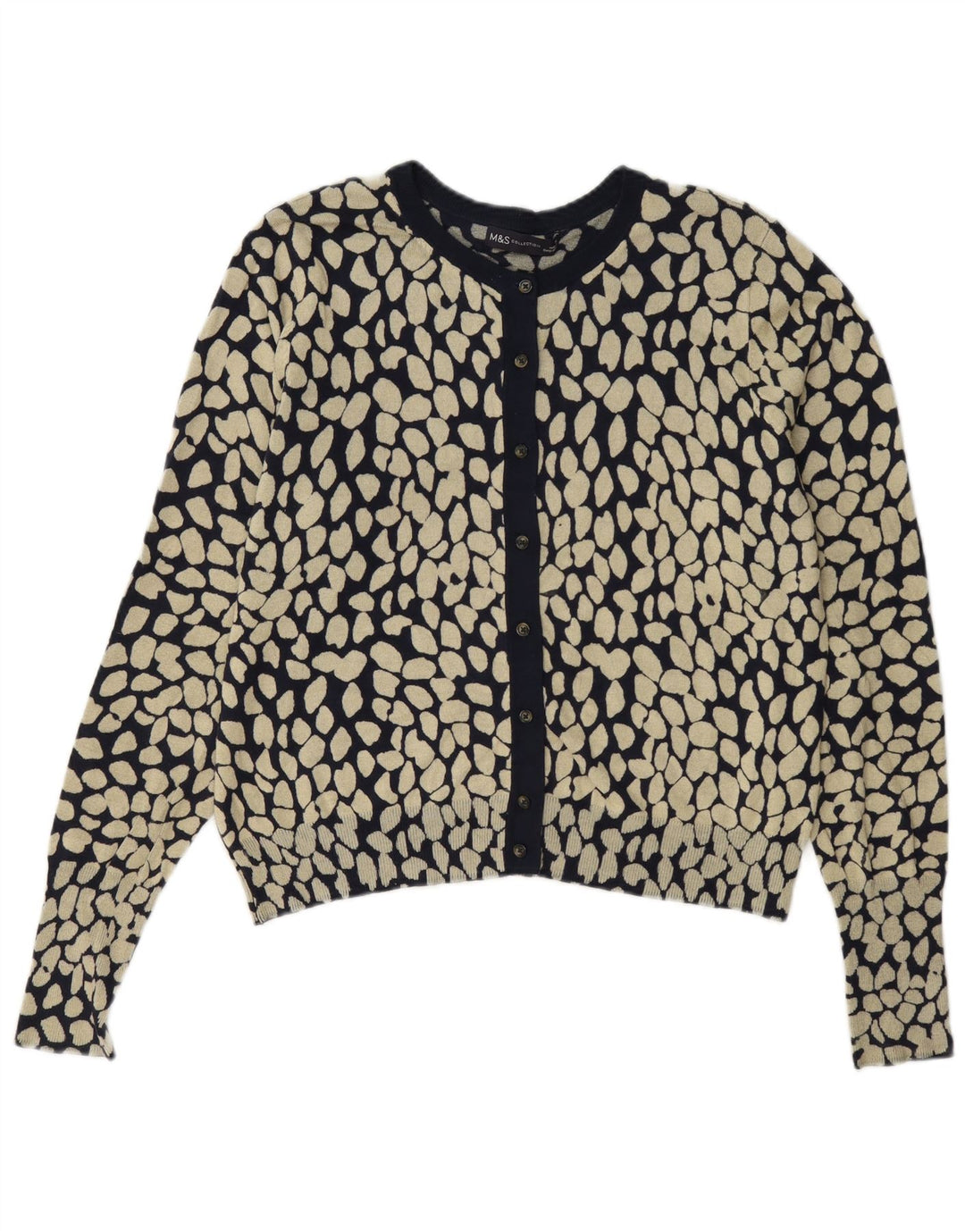Marks & Spencer Damen-Strickjacke, Gr. 14, Mittelschwarz, geometrisch