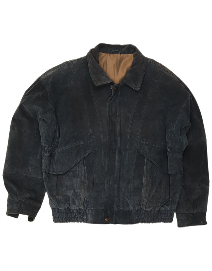 C&A Herren Wildlederjacke UK 40 Large Marineblaues Leder