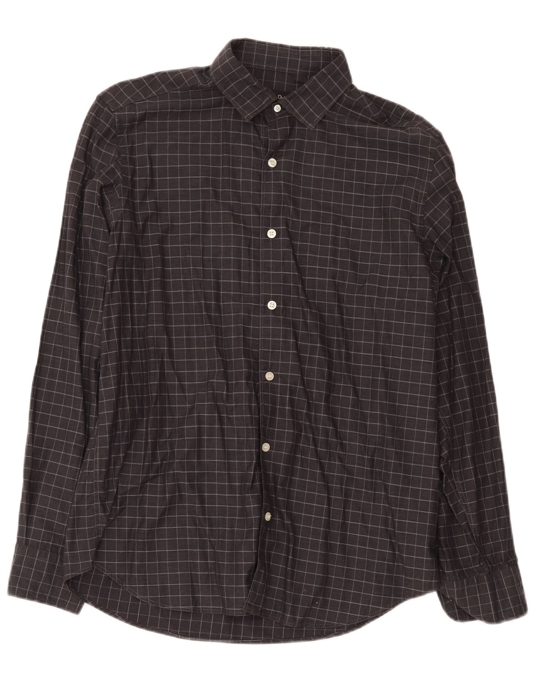 Massimo Dutti Herrenhemd, groß, grau kariert, Baumwolle