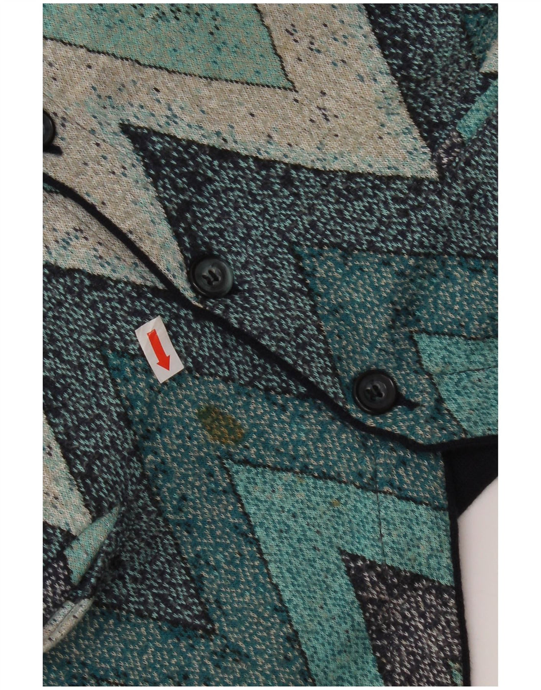 Vintage Damen Strickweste IT 52 2XL Blaue Chevron-Baumwolle