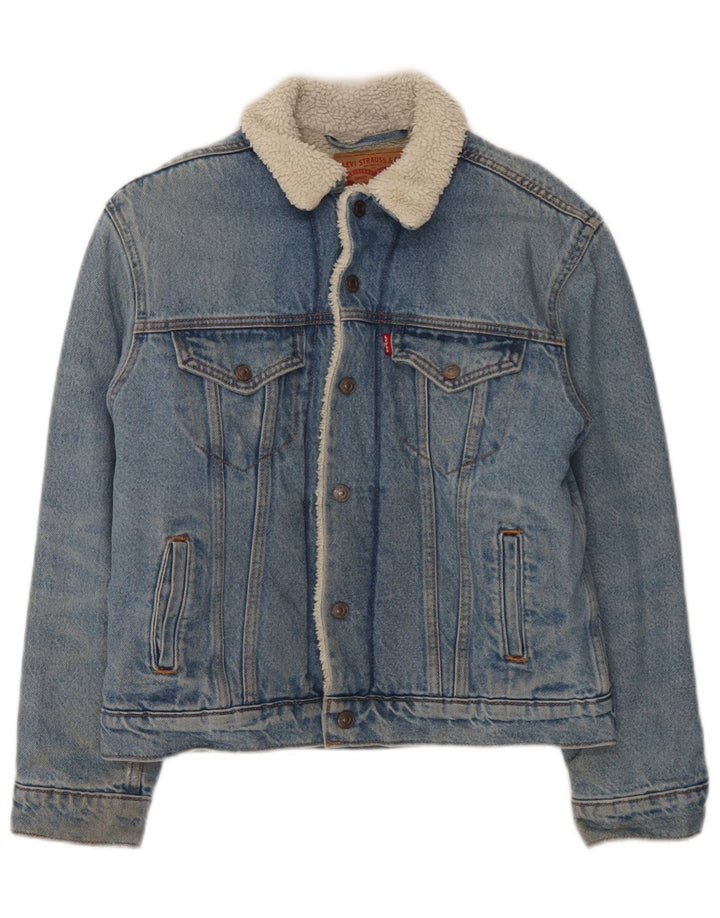 Levi's Herren Denim Sherpa Jacke UK 34 XS Blaue Baumwolle