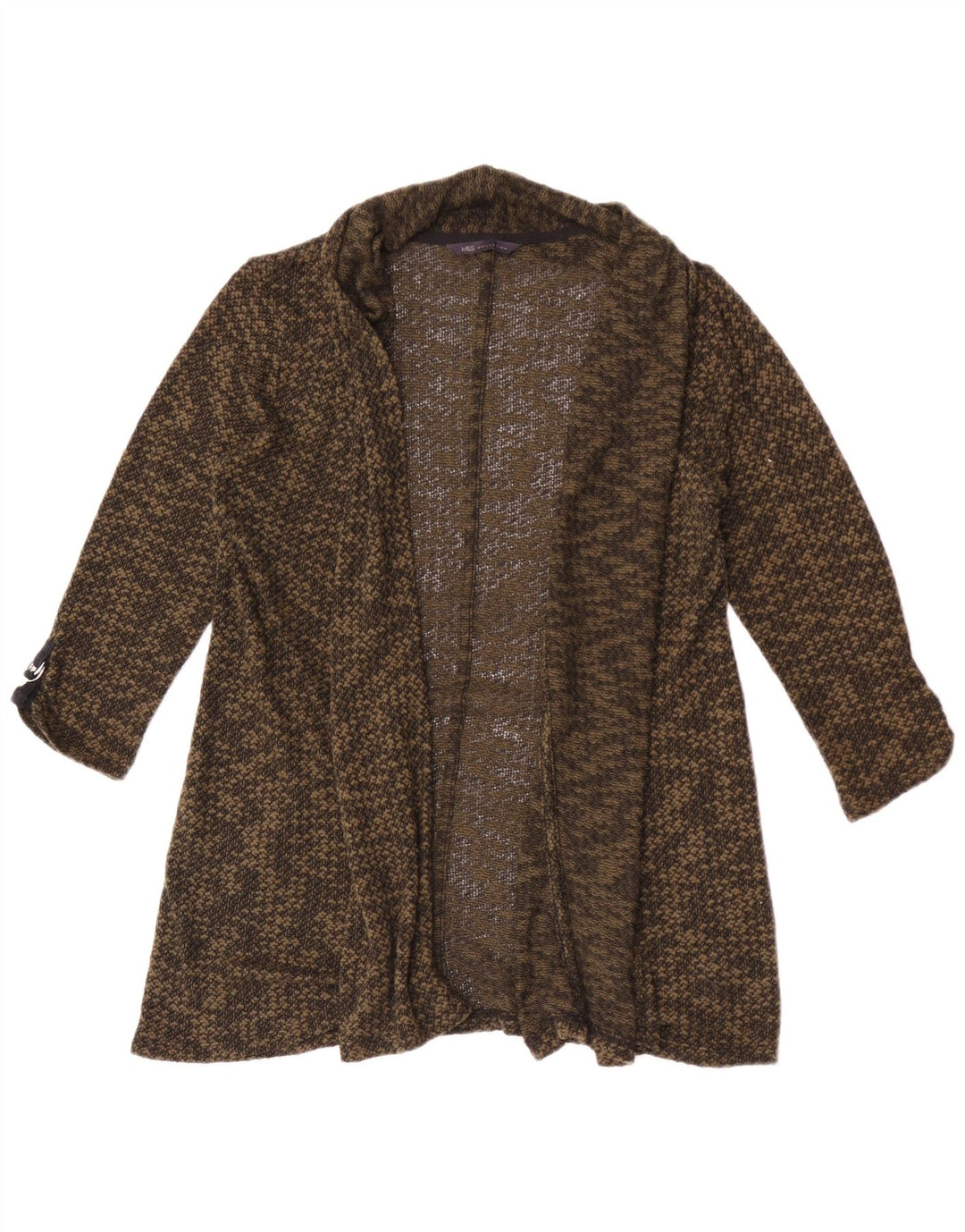 Marks & Spencer Damen-Strickjacke mit 3/4-Ärmeln, UK-Gr. 12, Mittelkhaki