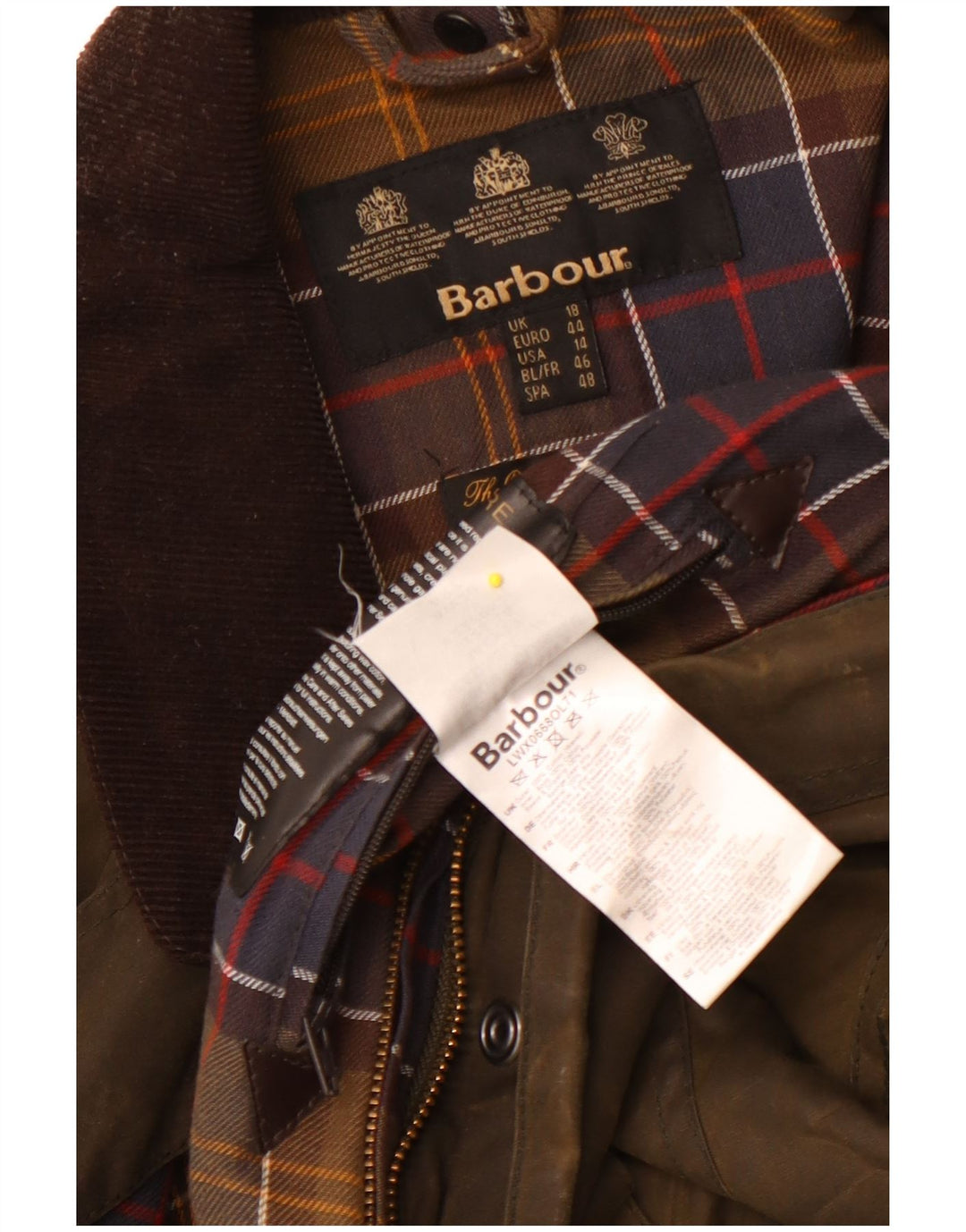 Barbour Damenjacke aus gewachster Baumwolle UK 18 XL Khaki Baumwolle