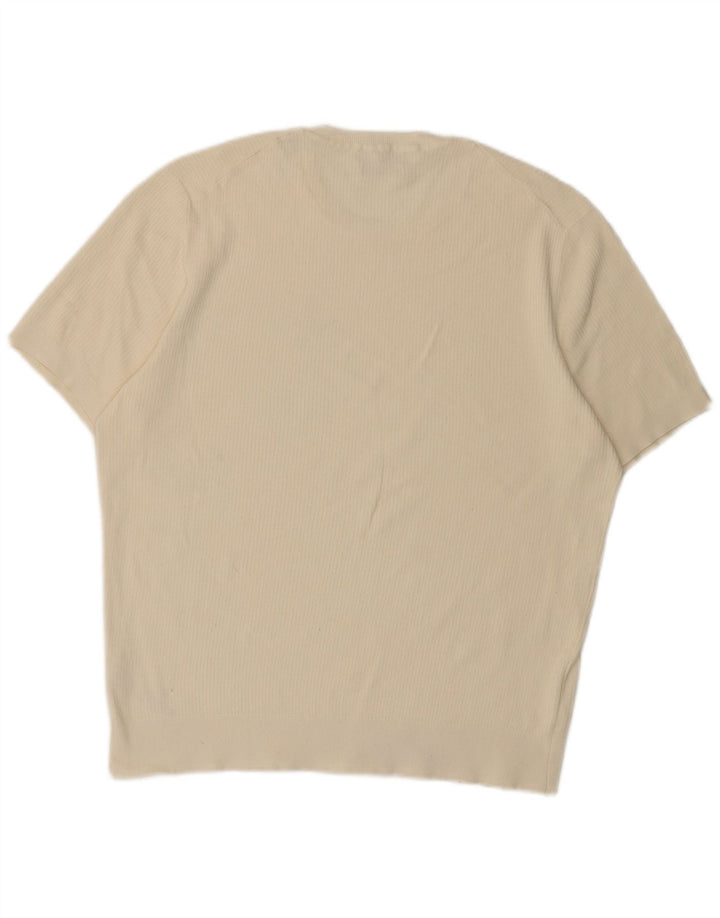 Massimo Dutti Herren-T-Shirt, kurzärmelig, groß, aus weißer Baumwolle