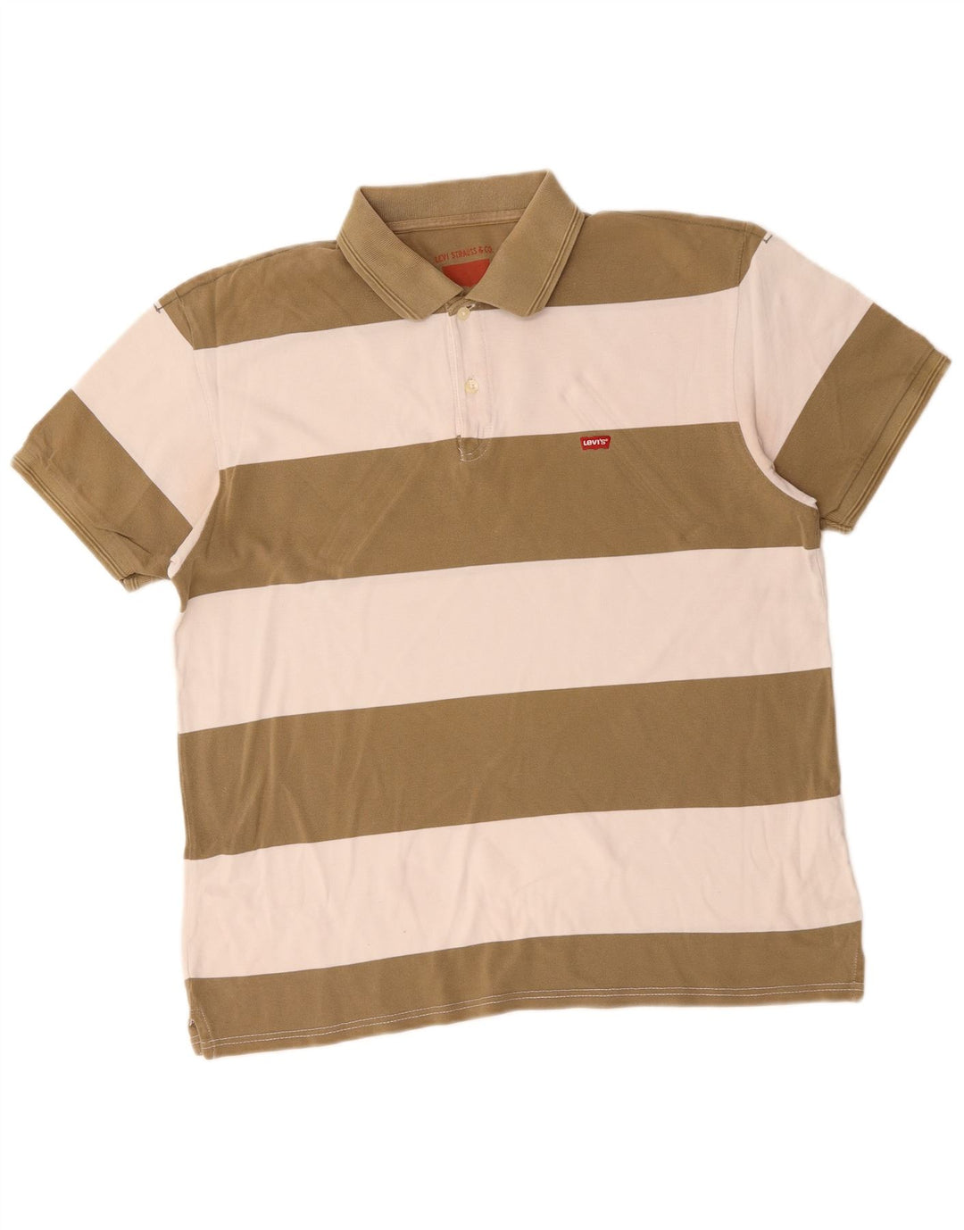 LEVI'S Herren Rugby-Poloshirt, groß, Khaki, gestreift, Baumwolle