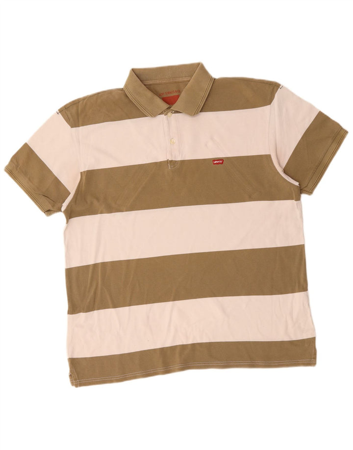LEVI'S Herren Rugby-Poloshirt, groß, Khaki, gestreift, Baumwolle