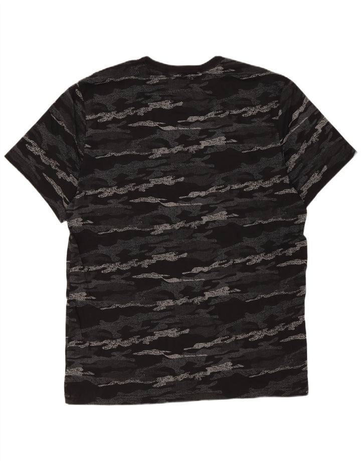 Calvin Klein Herren Grafik-T-Shirt-Oberteil aus mittelschwarzer Camouflage-Baumwolle