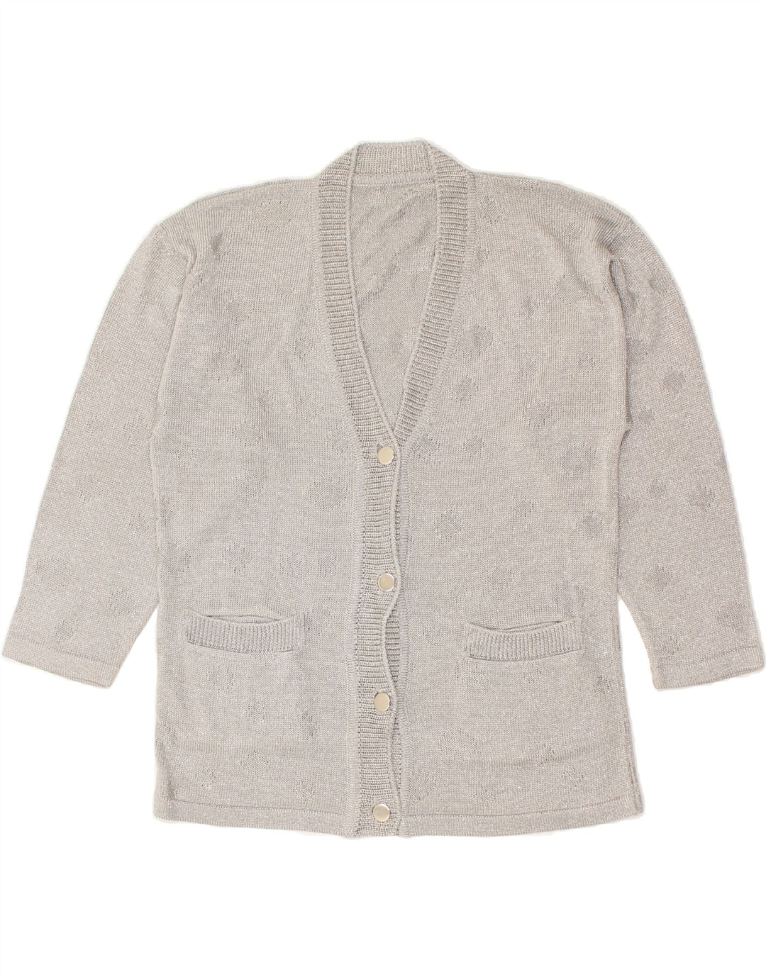 VINTAGE Womens Cardigan Sweater UK 16 Large Grey Acetate | Vintage Vintage | Thrift | Second-Hand Vintage | Used Clothing | Messina Hembry 