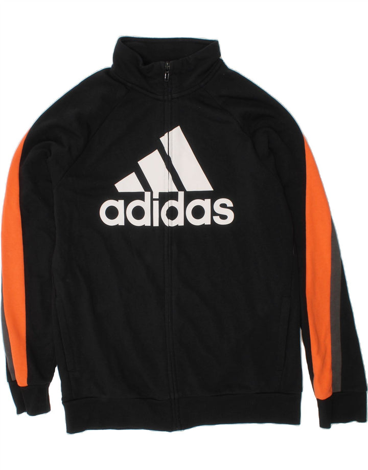 ADIDAS Boys Graphic Tracksuit Top Jacket 13-14 Years Black Colourblock Vintage Adidas and Second-Hand Adidas from Messina Hembry 