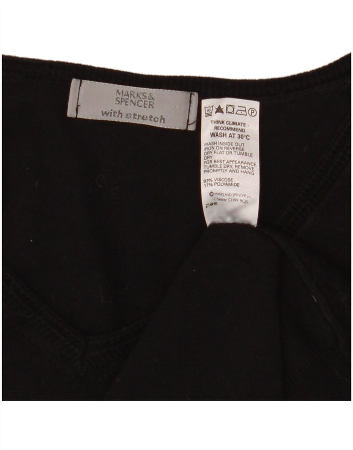 Marks & Spencer Damen Crop Pullover mit V-Ausschnitt, UK 14, Mittelschwarz