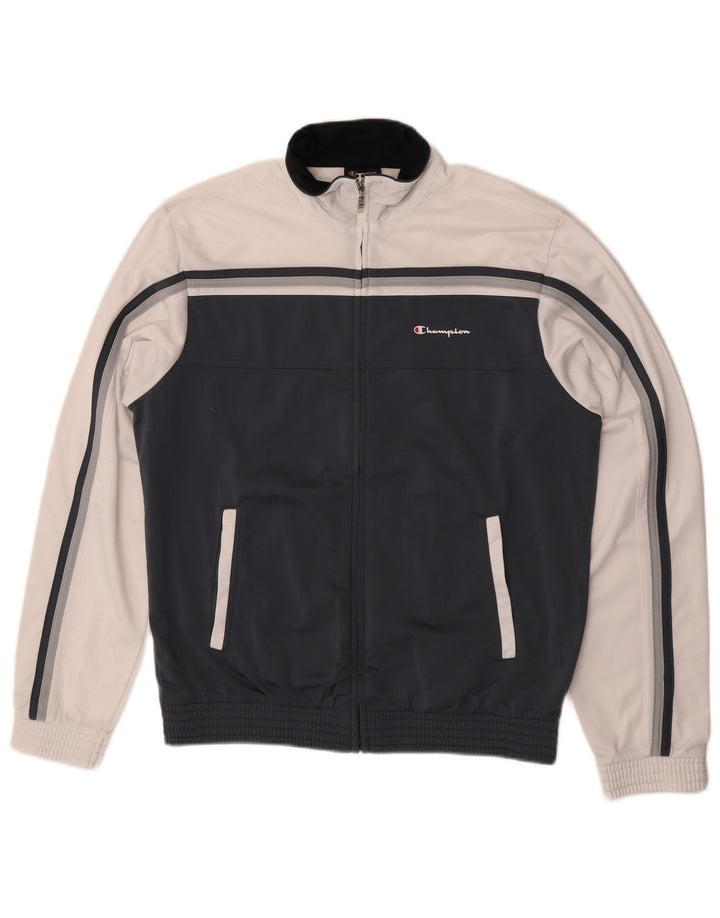 Champion Herren-Trainingsanzug-Top-Jacke, großes marineblaues Farbblock-Polyester