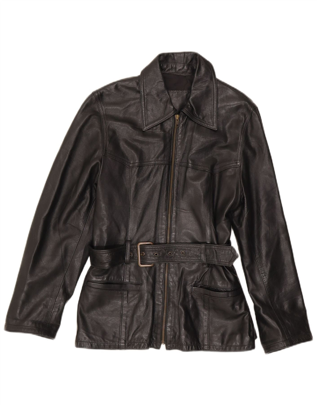 Vintage Damen Lederjacke IT 44 Mittelschwarzes Leder