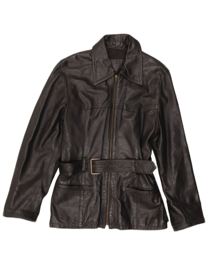 Vintage Damen Lederjacke IT 44 Mittelschwarzes Leder