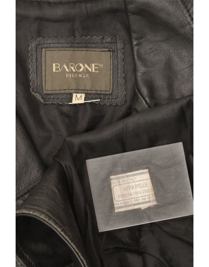 Barone Damen Ledermantel UK 12 Mittelschwarzes Leder