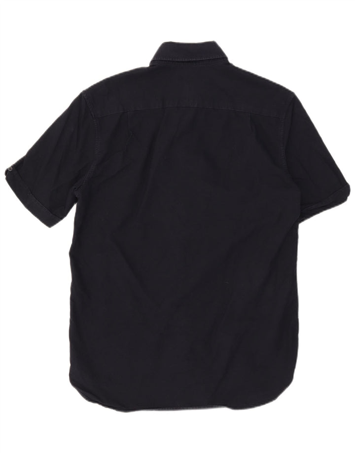 FRED PERRY Herren-Kurzarmhemd, klein, marineblau, Baumwolle