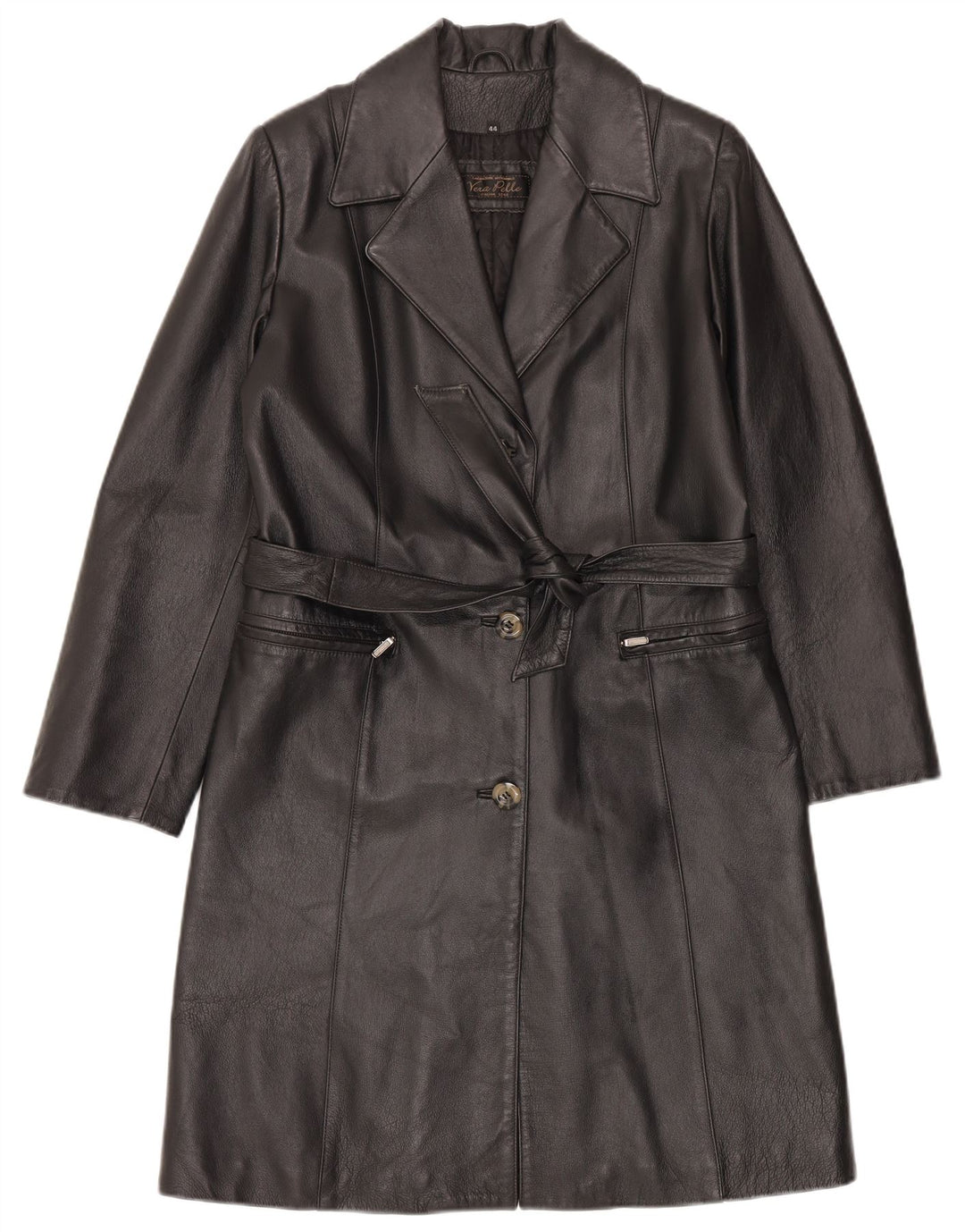 LAVORAZIONE ARTIGIANALE Damen Ledermantel IT 44 Mittelschwarzes Leder