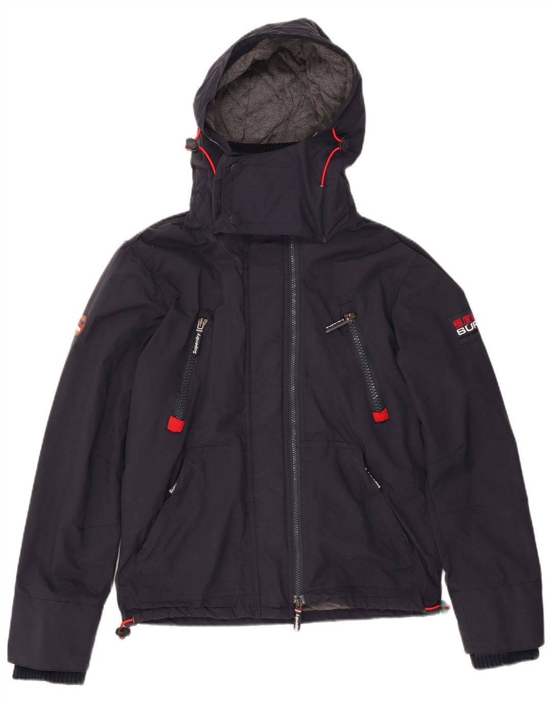 Superdry Herren-Windbreakerjacke mit Kapuze, UK 38, mittelmarineblaues Nylon