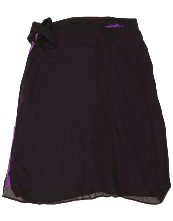Vintage Damen Wickelrock Einheitsgröße W48 Schwarze Viskose