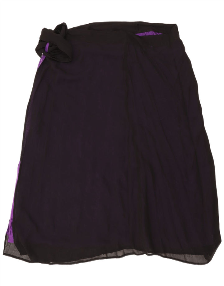 Vintage Damen Wickelrock Einheitsgröße W48 Schwarze Viskose