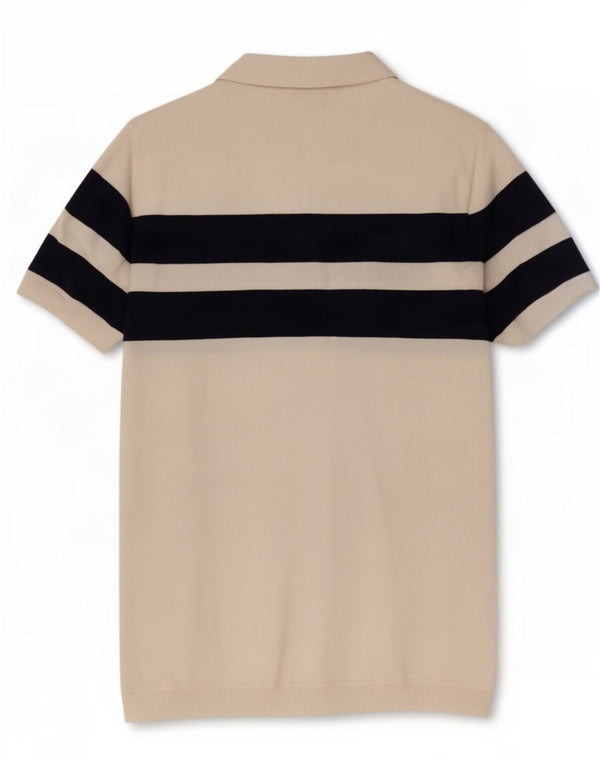 Zara Herren-Pullover mit Polokragen, kurzärmelig, groß, Weiß, Farbblock