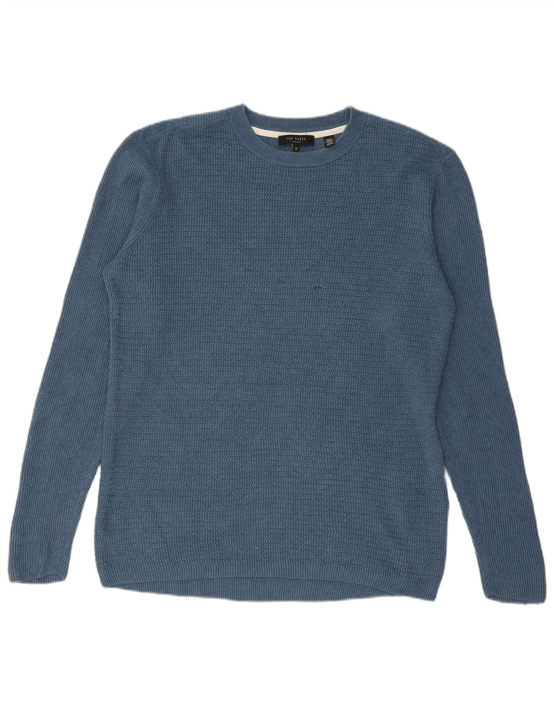 Ted Baker Herren-Pullover mit Rundhalsausschnitt, Größe 3, mittelblaue Baumwolle