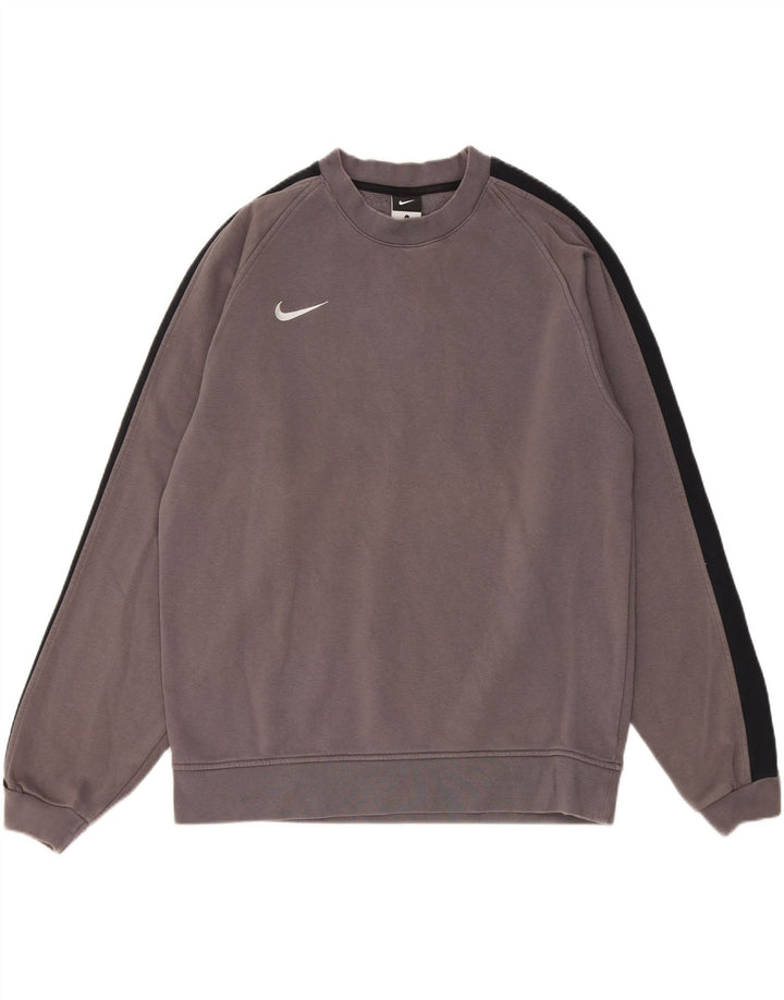 Nike Herren-Sweatshirt-Pullover, groß, graue Farbblock-Baumwolle