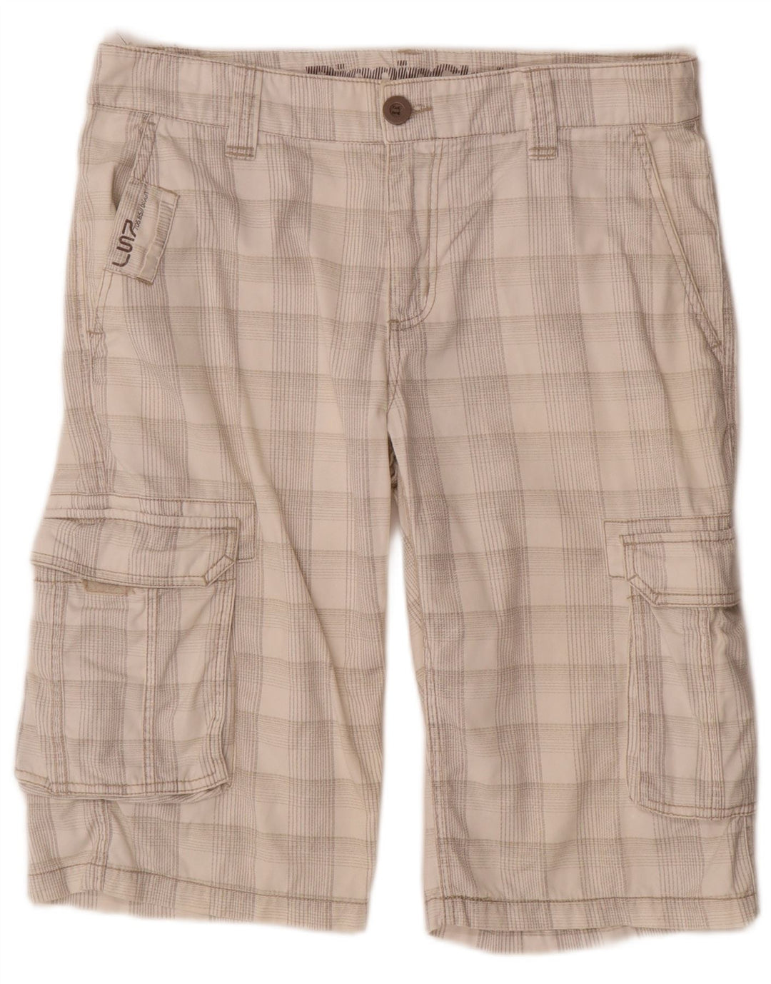 CLOCK HOUSE Herren-Cargoshorts W32 Mittelweiß karierte Baumwolle