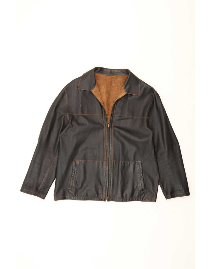 Vintage Herren Wende-Lederjacke EU 56 3XL Braun