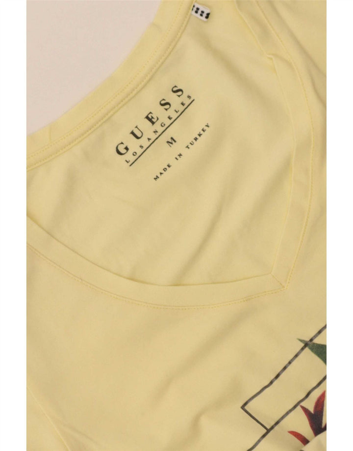 Guess Damen Grafik-T-Shirt-Oberteil UK 12 Mittelgelb