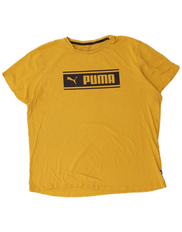 Puma Herren Grafik T-Shirt Top 2XL Gelb Baumwolle