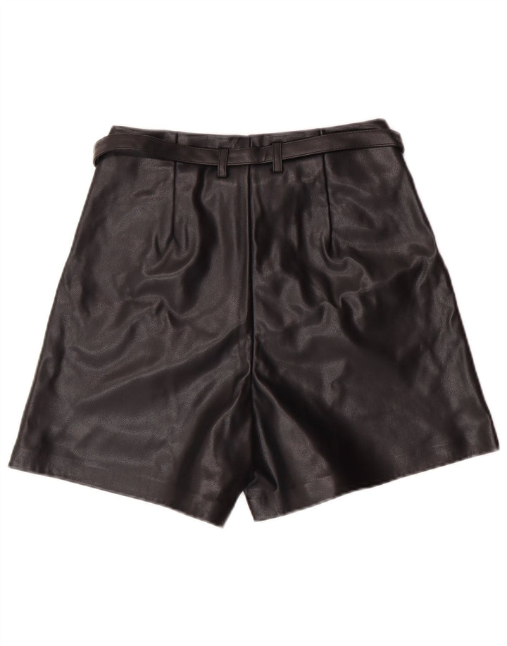 Only Damen Kunstleder-Shorts XS W25 Schwarz Polyester