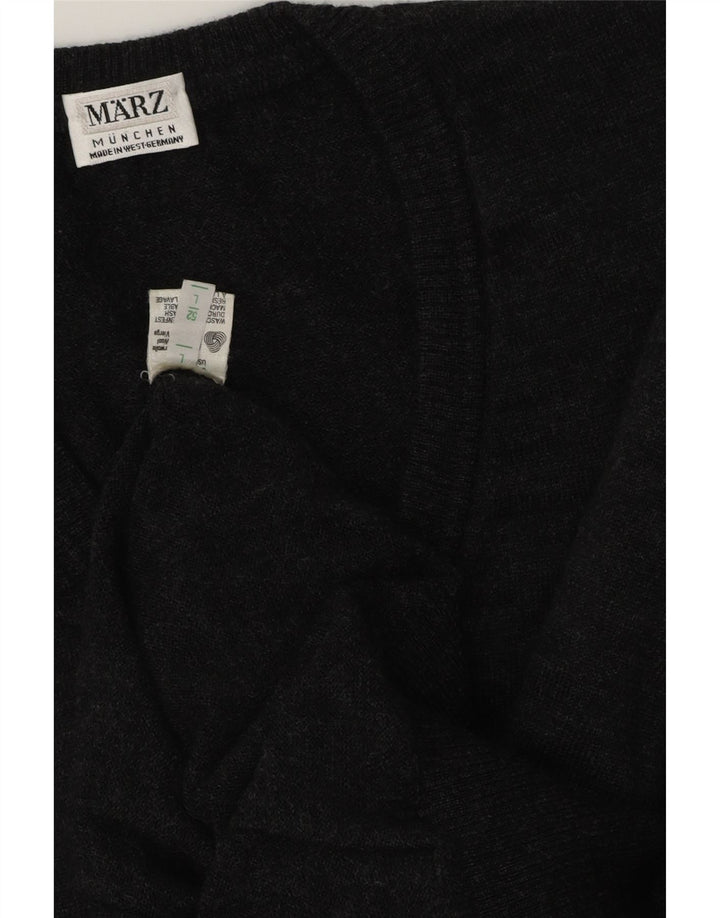 MARZ Herren Munchen Pullover mit V-Ausschnitt IT 52 Große graue Schurwolle