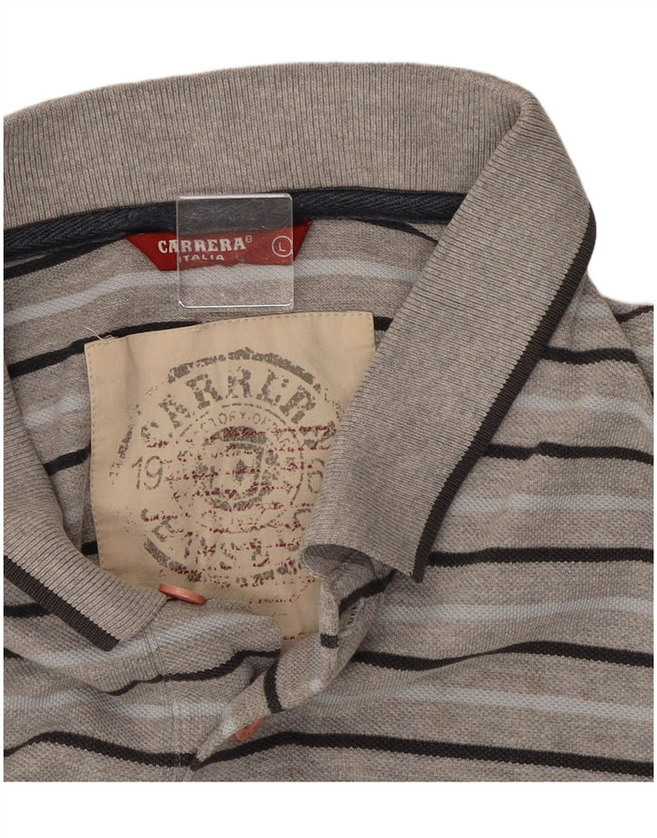 Carrera Herren-Poloshirt, groß, grau gestreift
