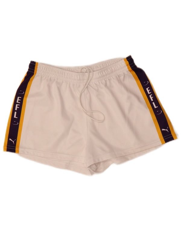 Puma Damen Graphic Sport Shorts UK 14 Large Weiß Colourblock Polyester